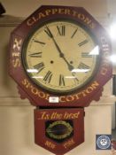 A nineteenth century painted drop dial wall clock, height 64 cm.