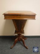 A Victorian walnut rectangular work box, width 48 cm.