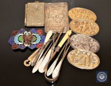 A silver-plated aide memoire, silver Art Nouveau book cover,