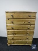 A pine six drawer chest