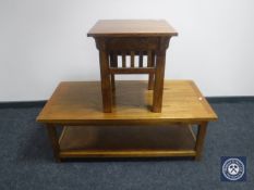 A two-tier coffee table and a similar lamp table