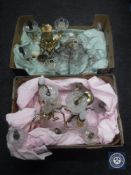 Two boxes of light fittings with glass drops