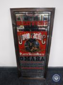 A framed advertising mirror,