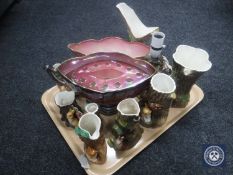 A tray of two Royal Winton vases,