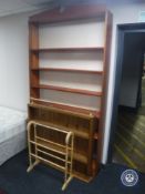 A large set of pine open shelves,