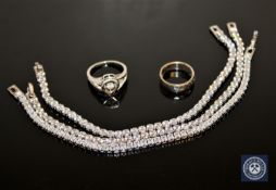 Three CZ tennis bracelets,