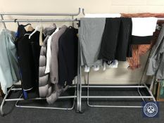 Four clothes rails containing vintage lady's clothing