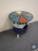 An oil drum occasional table / fire pit
