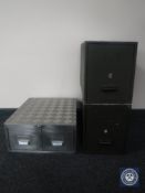 Three metal index drawers