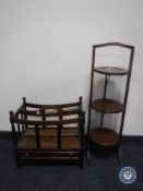 A mahogany Canterbury and a folding cake stand