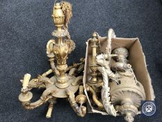 Four gilt chandeliers a/f