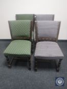 Four oak upholstered pub style chairs