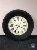 An oversized battery operated French cafe clock, a mirrored clock,