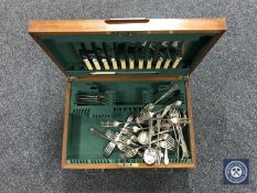 A Victorian walnut cutlery canteen of part set of cutlery