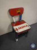 An oil drum dining chair