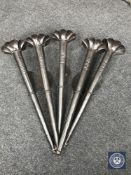 Five metal candle wall sconces