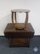An oak two tier barley twist tea table and an occasional table