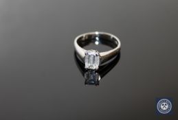 An 18ct white gold diamond solitaire ring,