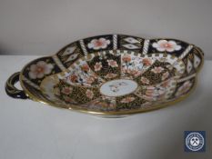 A Royal Crown Derby Imari pattern twin-handled dish,