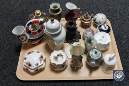 A collection of twenty miscellaneous vases, ornaments, etc.