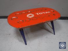 An oil drum table coffee table