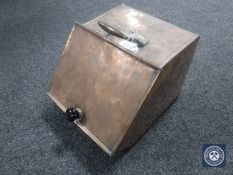 A Victorian copper and brass coal receiver