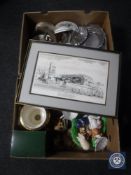 Three boxes of tea china, mugs, figures,