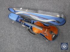 A nineteenth century Scottish violin, bearing interior label made by A Ritchie, Dundee, dated 1890,