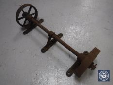 A set of cast iron flatbed trolley wheels