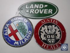 Three cast iron plaques - Austin-Healey,