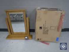 Three oak dressing table mirrors (two boxed)