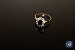 A sapphire and diamond cluster ring,
