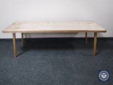 A stripped pine coffee table