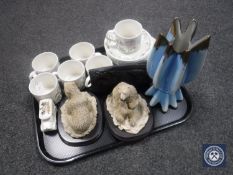 A tray of pair of arctic wildlife figures of polar bears, Goss City of London van,