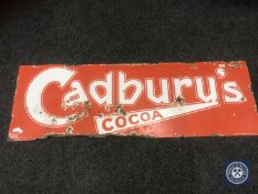 A vintage enamelled Cadbury's Cocoa sign