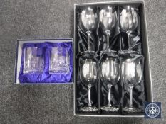 A pair of Burridge of London glass whisky tumblers together with a set of six Gleneagles design Art