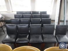 Seventeen black vinyl pub chairs