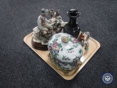 A tray containing an Italian figure together with four other continental figures,