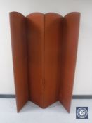 A 20th century four-way folding room screen