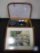 A framed mid 20th century Norman Gedling watercolour - rocky stream,