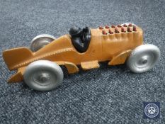 A cast metal vintage racing car