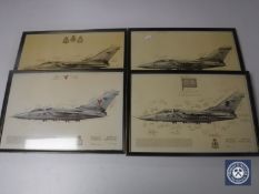A set of four framed,