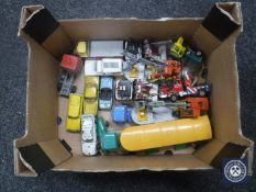 A box of 20th century Corgi die cast vehicles - haulage lorries, cranes, horse box,