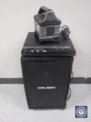 A Carlsbro Wanderer Deluxe portable music centre together with two DVD players and a Power Caddy