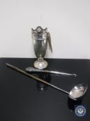 A silver pierced rimmed vase, 13.