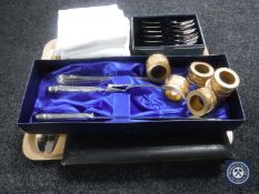 A tray of part canteen of fish cutlery, butter knives, carving set,