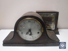 Two early 20th century oak cased mantel clocks