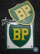 Two cast metal plaques 