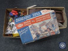 A boxed Mettoy Fort Cheyenne and a box of plastic figures - native American and Confederate