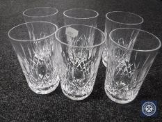 A set of six Waterford Crystal sherry glasses